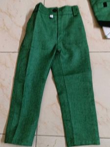 Boys Green Suit - Shirt, Overcoat and Pants