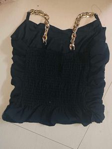 Chain Strap Black Crop Top