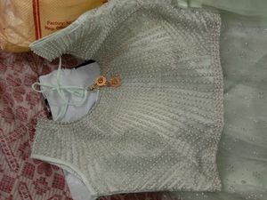 Pastel Green Lahenga Choli Sleevs Attached