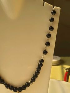 Black Beaded Heart Necklace