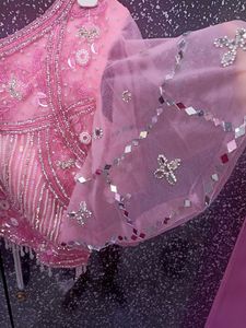 Pink and Sea Green Lehnga Choli Duppata Set