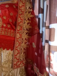 Red With Cream Color Braidel Lehenga Full Set
