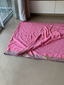 Lovely Peach sari with overall thread work