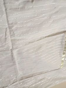 Pretty White Kurta With Lace, Sequin &amp; Thread Work