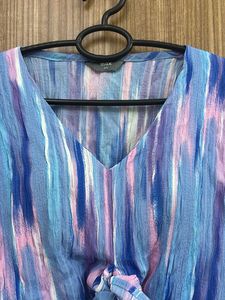 Blue Striped Tie-Front Crop Top