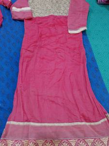 Pink Embroidered suit with bottom and dupatta