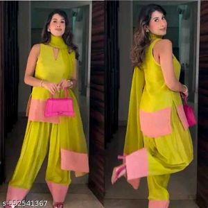 Chartreuse &amp; Pink Salwar Kameez