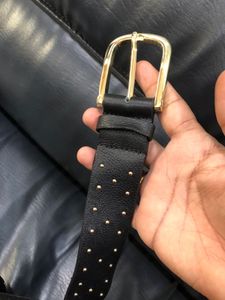Black Leather Studded Belt