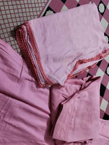 Pink Embroidered Kurti With Purse Free
