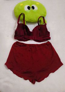 Burgundy Bra With Beautiful Shorts