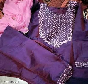Purple Embroidered Kurta Set