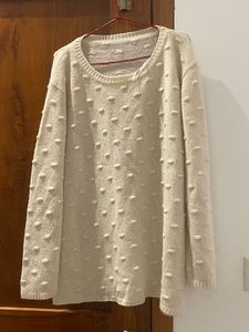 Cream Textured Knit Sweater | Cozy Winter