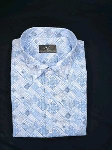 Blue Patterned Dress Shirt