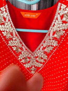 Lehariya Orange  Gotta Patti Embroidered Kurta