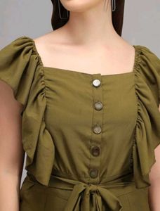 Olive Ruffle Jumpsuit