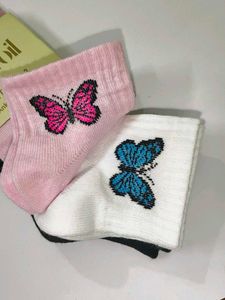 Butterfly Ankle Socks - Pack of 3 M 18 cm