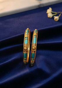 Vintage Turquoise & Gold Bangles