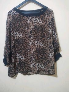 Leopard Print Sheer Top