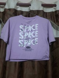 Lavender Space Graphic Crop Top
