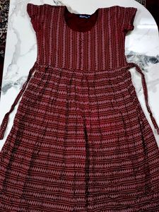 Maroon Patterned Pocket Dress
