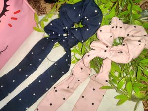 Polka Dot Ribbon Scrunchies