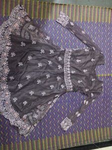 Purple Embroidered Gharara Suit