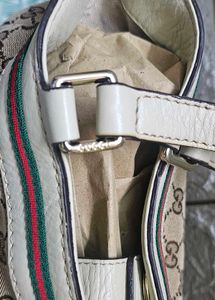 GUCCI Hand Bag Tote Purse Sherry Line Ribbon GG
