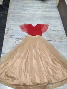 Red And Cream Crop Top .