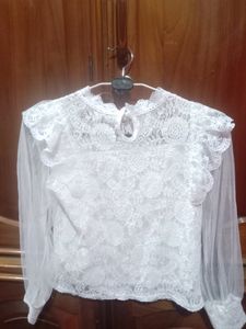 aesthetic white net tops for women
