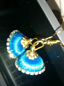 Teal Jhumka Earrings