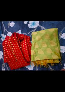 Red &amp; Green party wear piece &amp; dupatta in xl