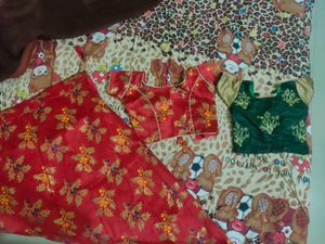 Red & Green Sari Set