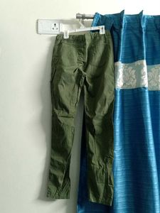 Boys Pure Cotton Bare Denim Trouser Military Green