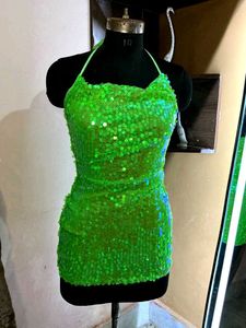 Green Sequin Mini Dress