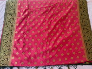 Womens Pink&amp;Olive Green Silk Saree