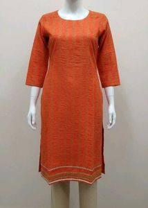 Orange Embroidered Kurta Set