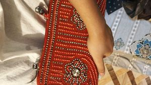Red Beaded Clutch