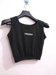 Black Sleeveless Crop Top