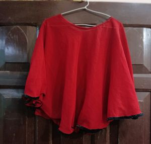 Red Color Ponchu / Top/ Good For Summer, Brand New, I M Getting Married So Can't Use, That's Y Selling Never Wear Once It Is Completely New Guys Stiched Hai Is Liye Tag Nahi Hain Bus😍