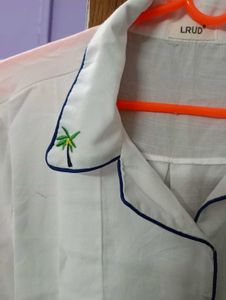 White Palm Tree Print Top