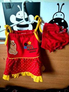 Cute Red Baby Dress Set