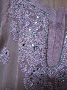 OMBRE PINK CHIKANKARI KURTI