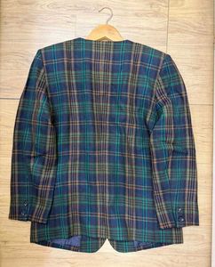 Women Vintage Plaid Blazer