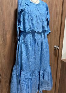 Light Blue Floral Midi Dress