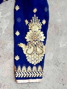 Elegant Blue Embroidered Suit