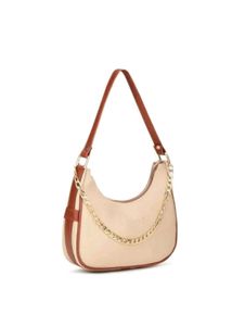 Beige Shoulder Bag with Gold Chain – Like New