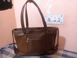 Suvarna brown vegan leather tote bag