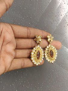 pair Elegant Gold-Tone Earrings