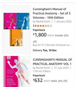 Cunningham&#39;s Manual Of Practical Anatomy! (3 Vol.)