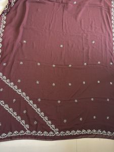 Maroon saree  with Embroidery